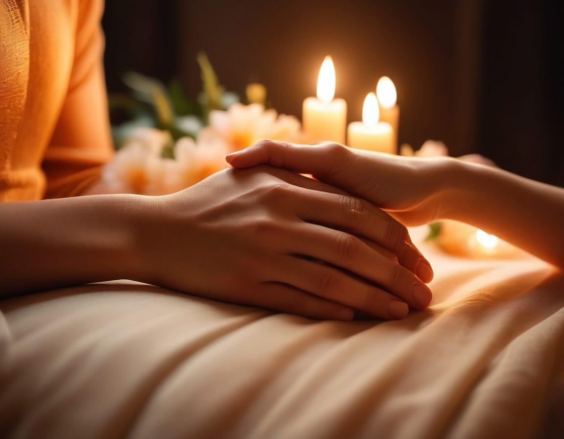 A warm and intimate scene of a couple sharing a heartfelt moment, surrounded by soft, glowing candlelight and lush, romantic flowers. Incorporate elements like intertwined hands and gentle smiles, symbolizing deep connection and lasting love. Subtle hints of written advice on love tips floating around them. The overall atmosphere should evoke passion and partnership. super-realistic. warm colors. soft focus.